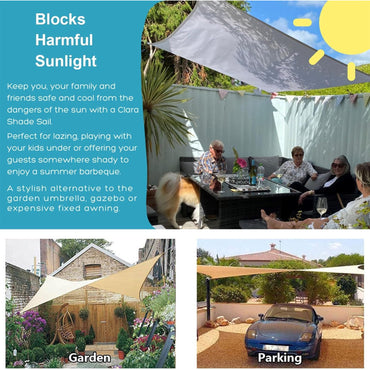 V3VOGUE Waterproof Rectangle Sun Shade Sail 3x6m UV Protection