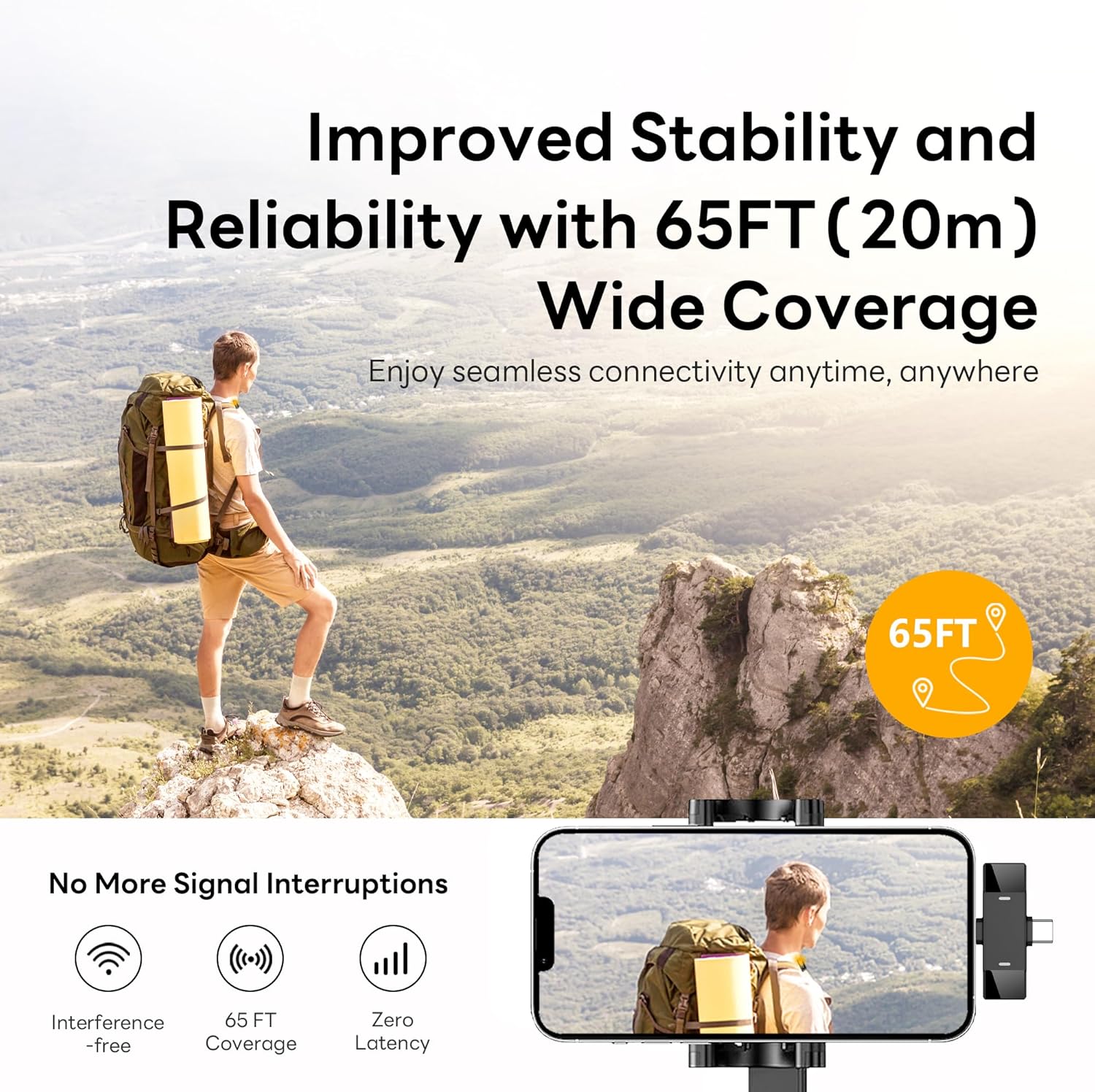 UNBRAN Wireless Lavalier Clip‑On Mic for iPhone & Android