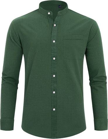 J.VER Men's Button-Down Casual Shirt – Lightweight Cotton‑Linen Blend