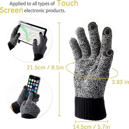 Tofern Black Winter Beanie, Scarf & Touchscreen Gloves Set