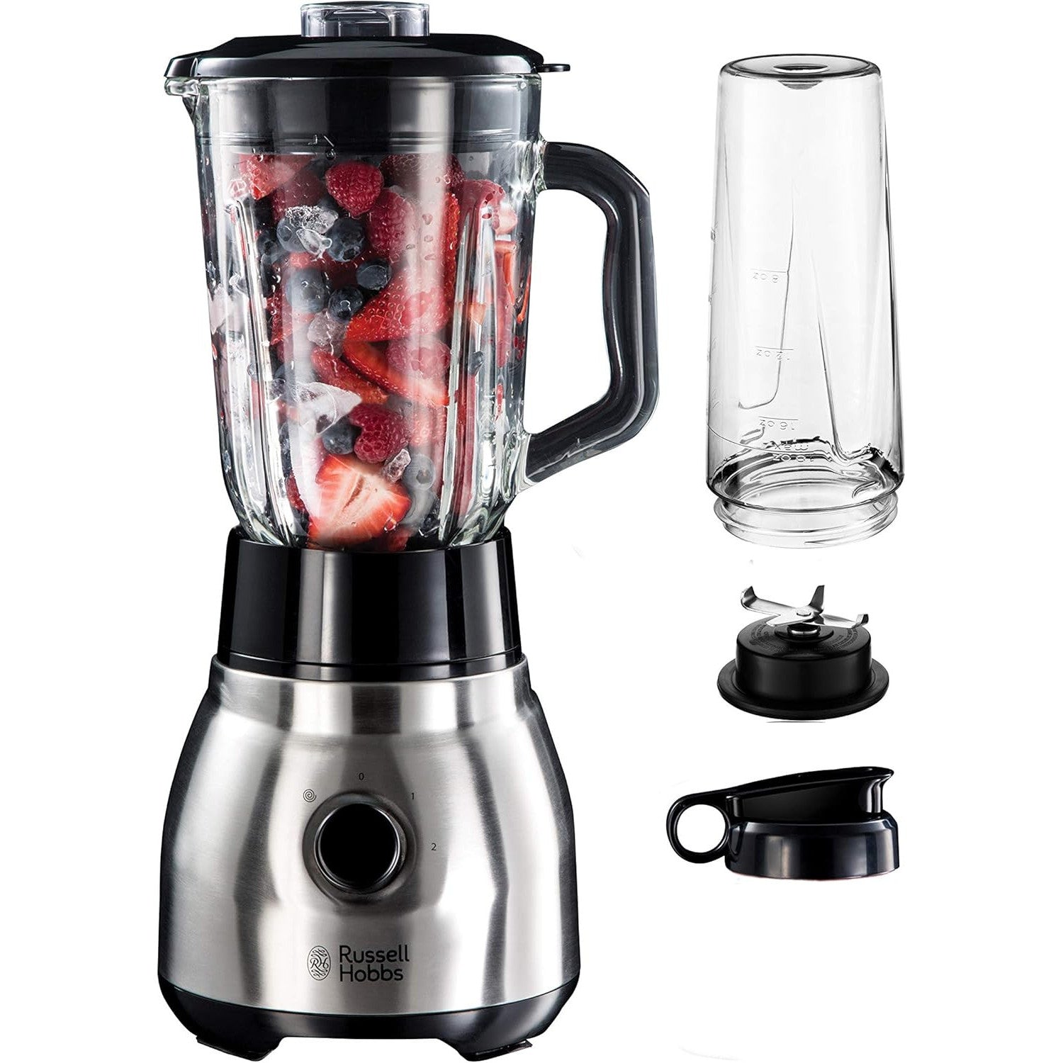Russell Hobbs 2-in-1 Glass Steel Stand Mixer with To-Go Mug