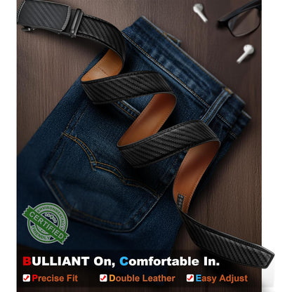 BULLIANT Adjustable Slide Ratchet Leather Belt for Men