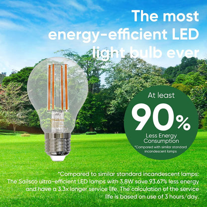Sailsco E27 A60 LED Filament Bulbs 3.8W Pack of 6