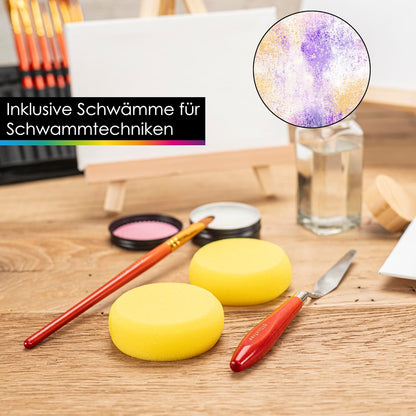 OfficeTree 20-Piece Acrylic Brush Set with Soap, Case, Palette Knife