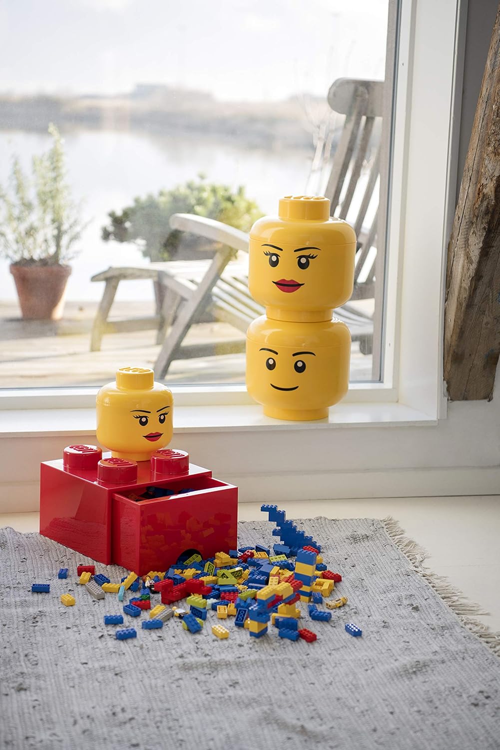 Large Yellow LEGO Storage Head for Kids Fun Organizer