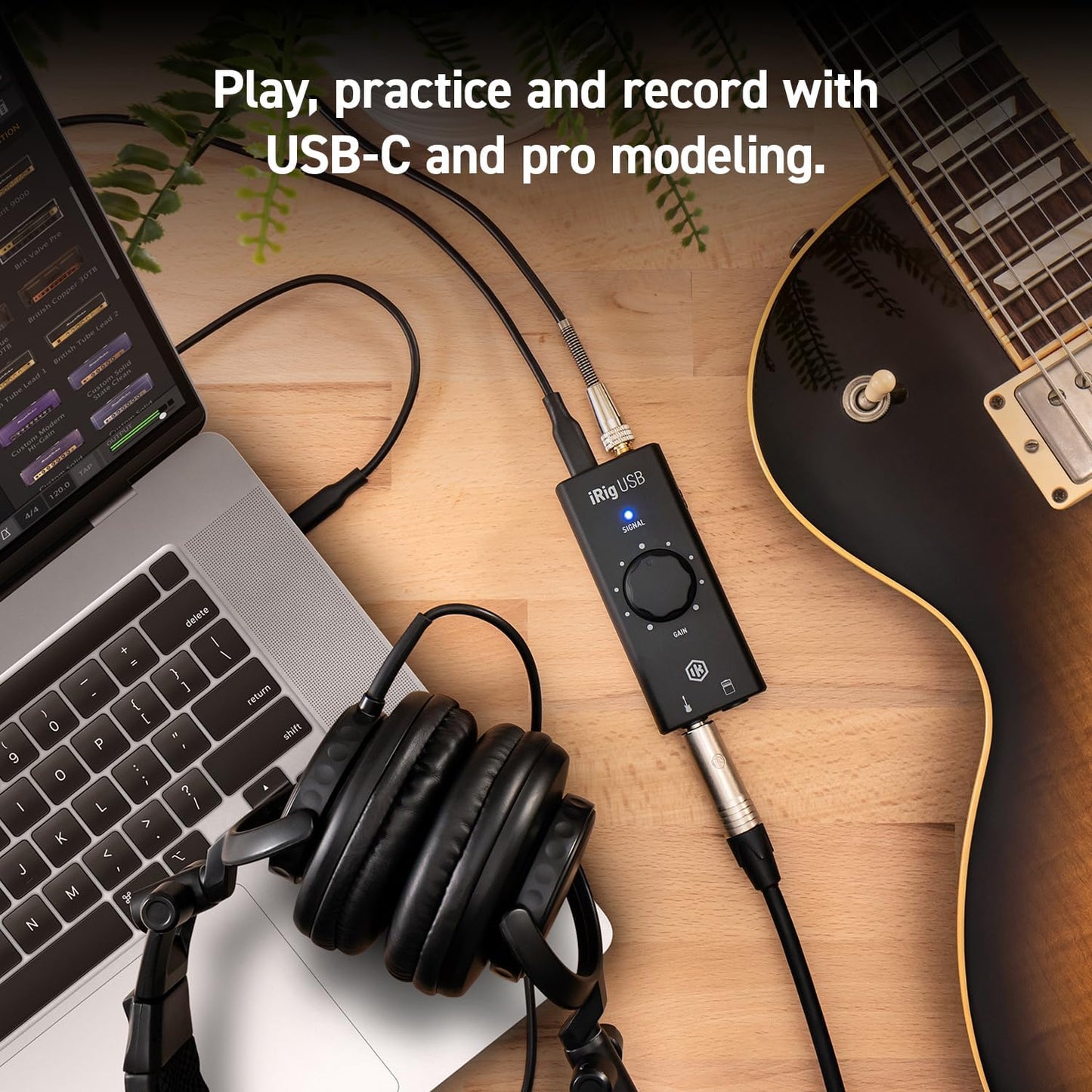 IK Multimedia iRig USB Guitar Audio Interface with 24-bit 48kHz Recording, USB‑C, Headphone & Amp Out, Portable Practice Rig