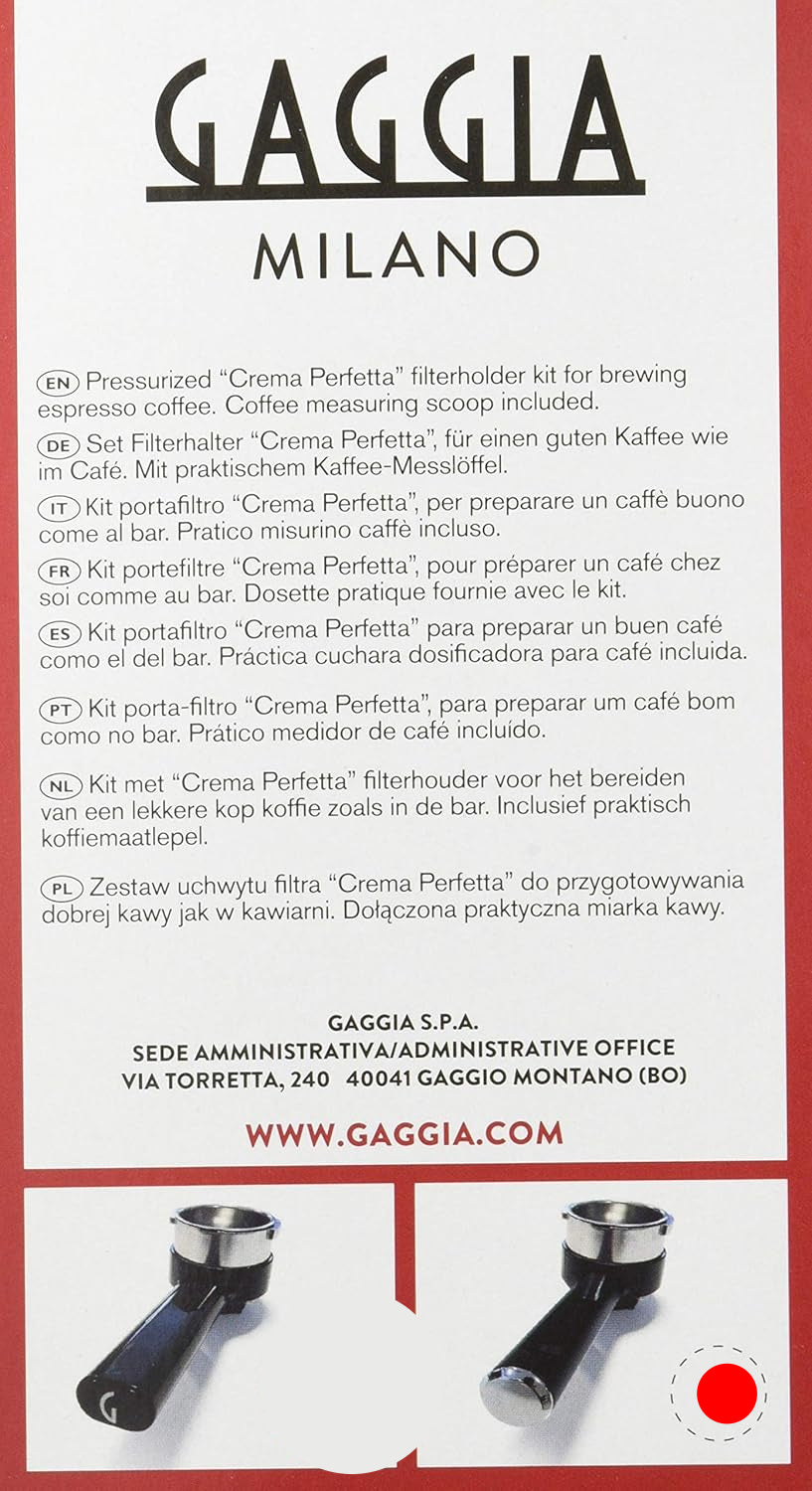 Gaggia Crema Perfetta Steel Filter Holder for Espresso Machines