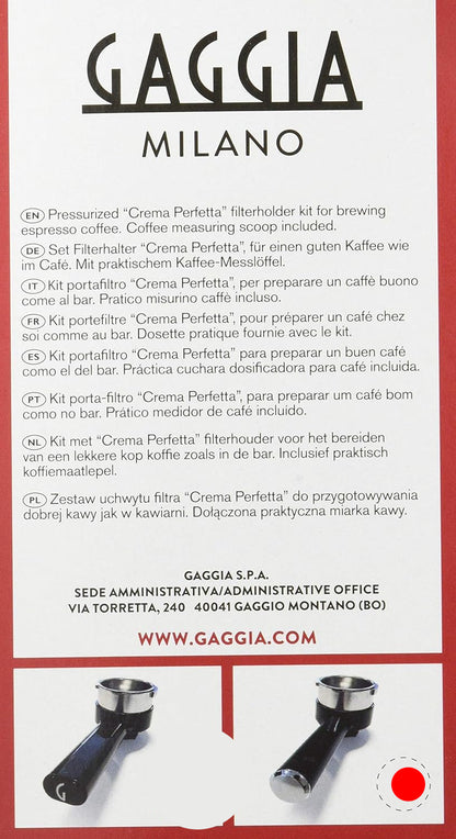 Gaggia Crema Perfetta Steel Filter Holder for Espresso Machines