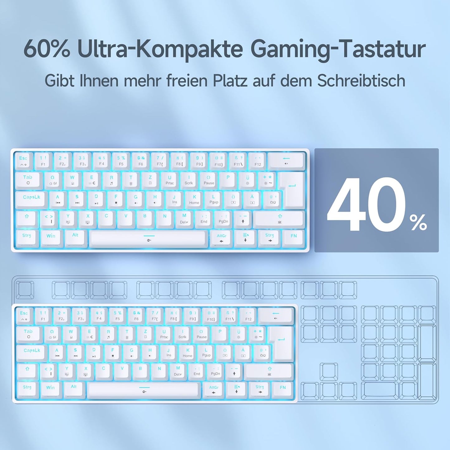 TMKB T61SE Compact Mechanical Gaming Keyboard with Red Switches