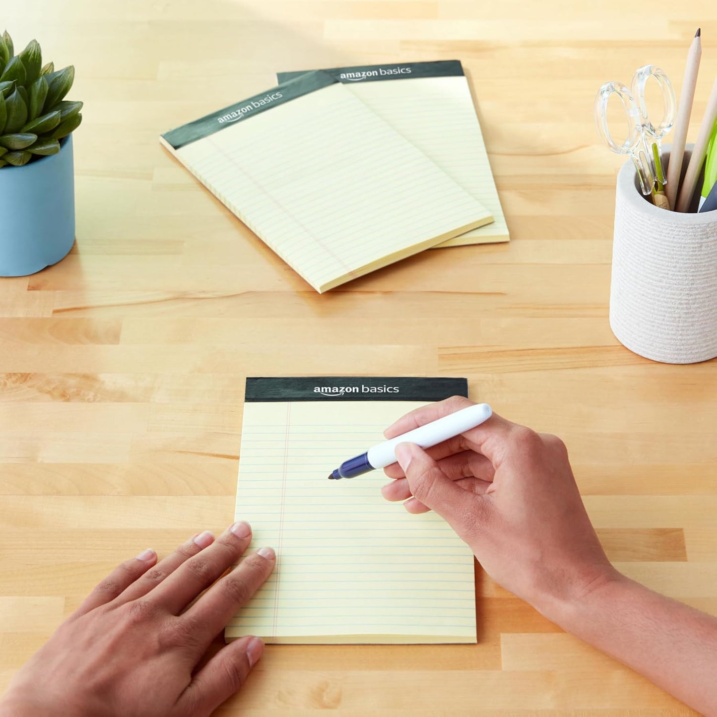 Amazon Basics Narrow Ruled Writing Pad 5x8 Inches 50 Sheets 12-Pack Canary