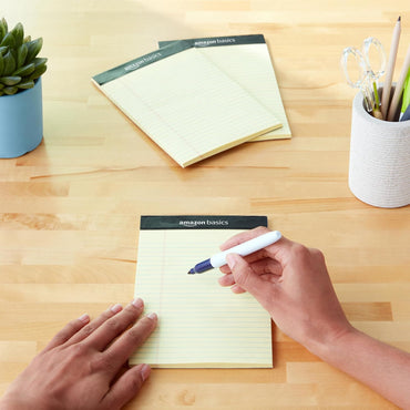 Amazon Basics Narrow Ruled Writing Pad 5x8 Inches 50 Sheets 12-Pack Canary