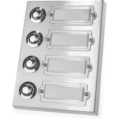 HUBER 4-Way Stainless Steel Rectangular Bell Button with Polycarbonate Nameplate