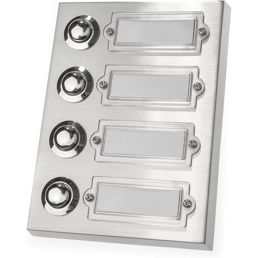 HUBER 4-Way Stainless Steel Rectangular Bell Button with Polycarbonate Nameplate