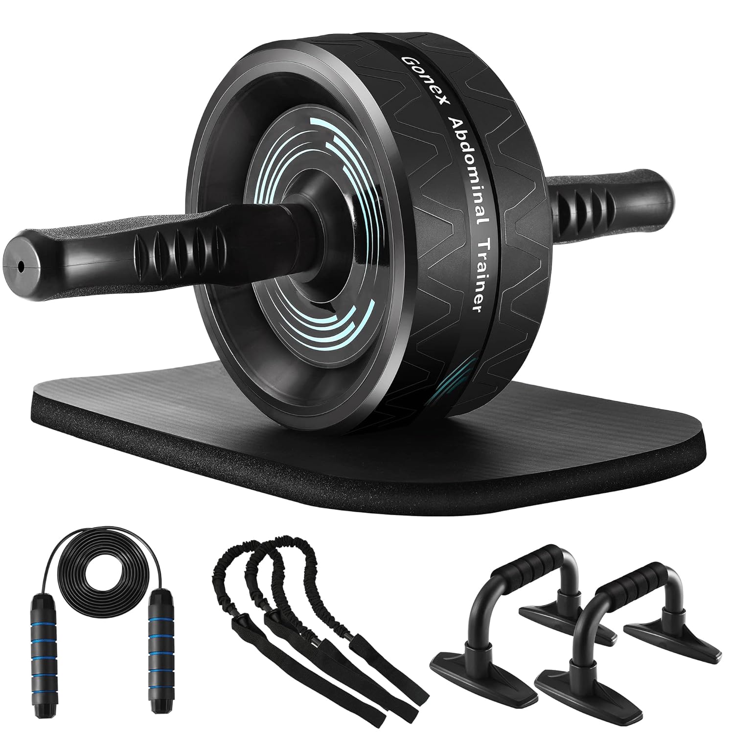 Gonex 7-in-1 Ab Roller Wheel Rope, Bands & Push-Up Bars