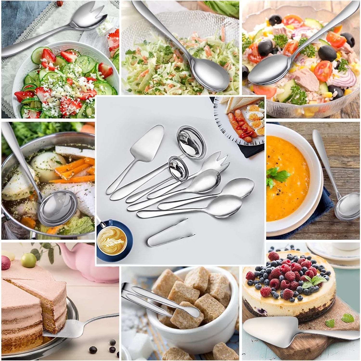 48-Piece Premium Stainless Steel Silverware Set with Serving Utensils