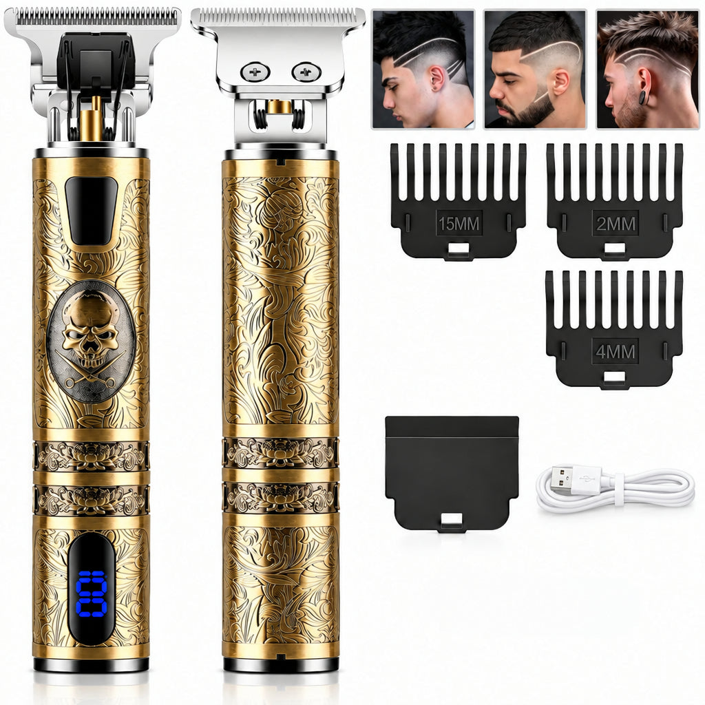 Wanfi HH15 Men's Beard Trimmer, Cordless Electric Shaver with LCD Display, Rechargeable USB USB Precision Trimmer for Men
