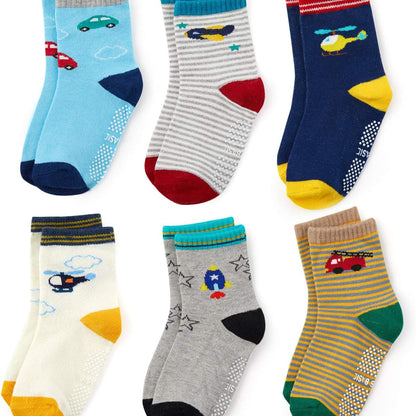 Premium Non-Skid Cotton Ankle Socks with Grips for Baby Toddler Kids