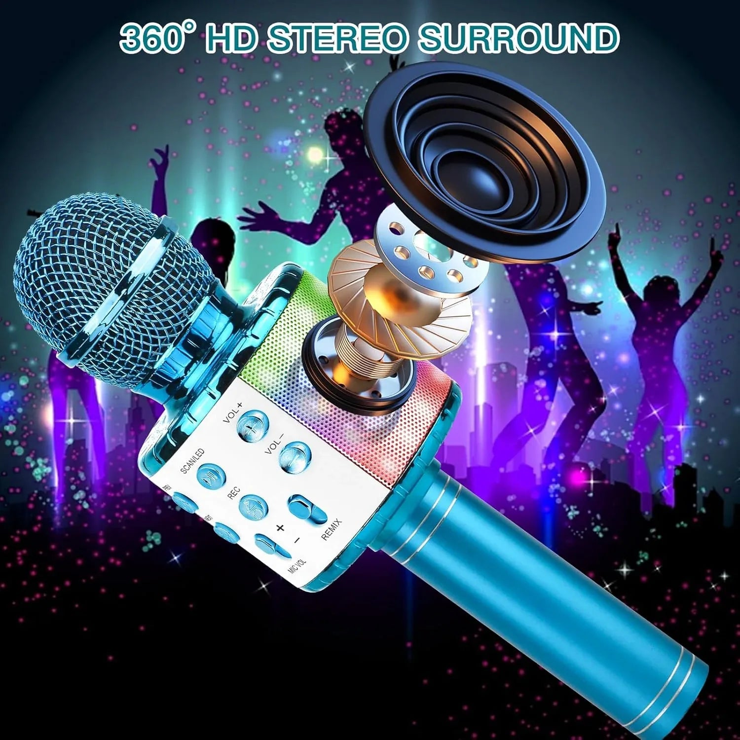 ShinePick 4-in-1 Wireless Karaoke Microphone with LED Lights - Gomix Brands Outlet