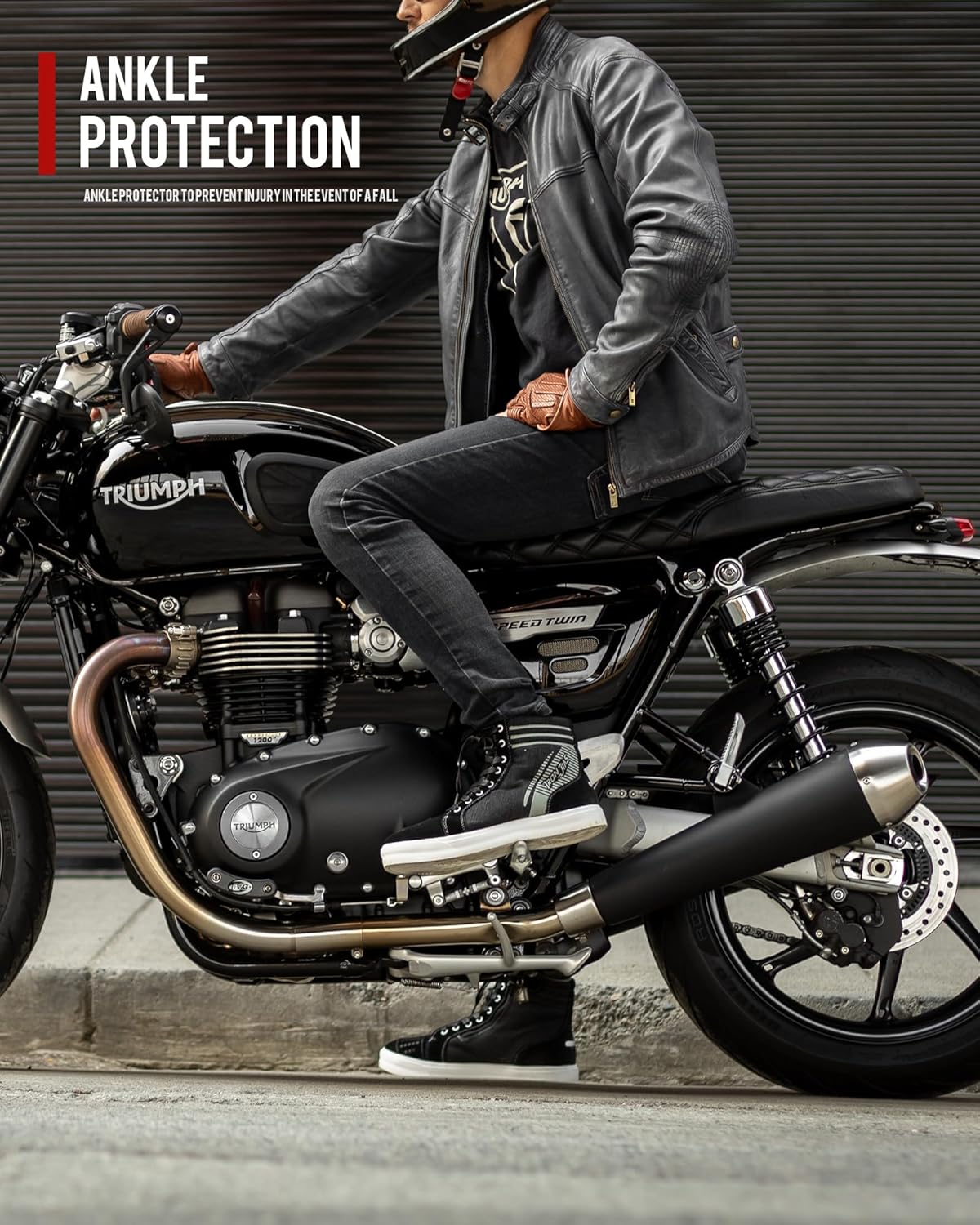 IRON JIA'S Anti-Slip Breathable Men's Motorcycle Riding Boots with Zipper