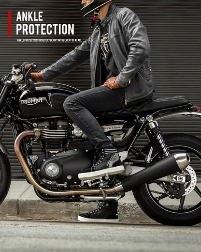 IRON JIA'S Anti-Slip Breathable Men's Motorcycle Riding Boots with Zipper