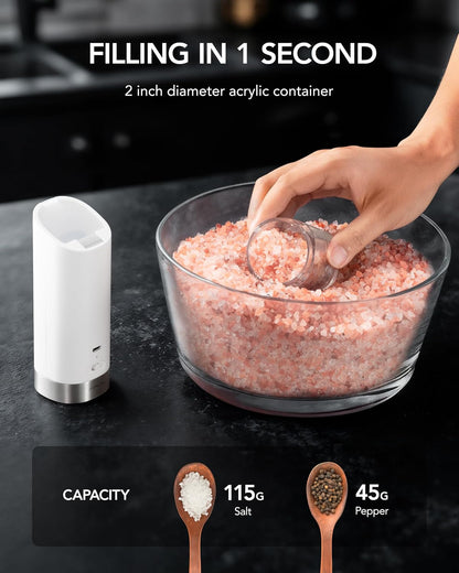 FORLIM KDL-593E-2WB Electric Salt and Pepper Grinder Set 2 Pack