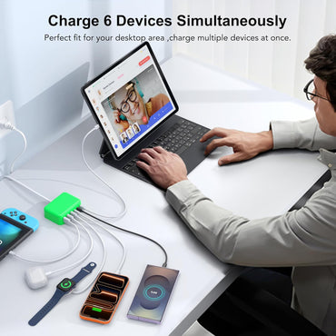 Teminice HNT-PC606 GaN Fast USB Charging Station Hub 6-Port
