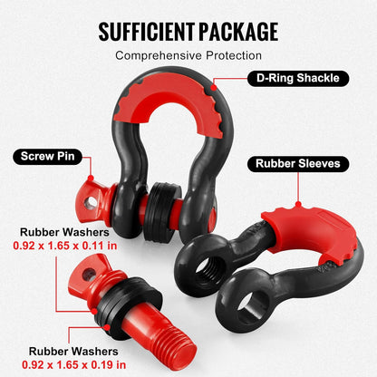 VEVOR 4.75 Ton D-Ring Alloy Steel Tow Shackles for ATV Trucks