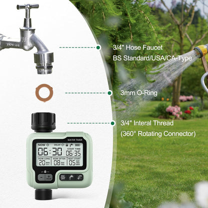 CROSOFMI HCT-322 Watering Timer Programmable Garden Hose Faucet with Rain Delay