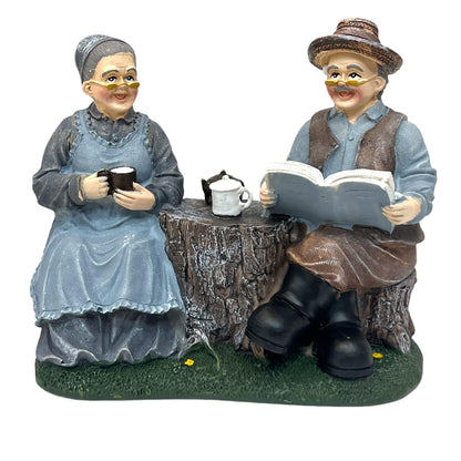 AUGEN Polyresin Old Couple Decorative Idol Statue Home Décor