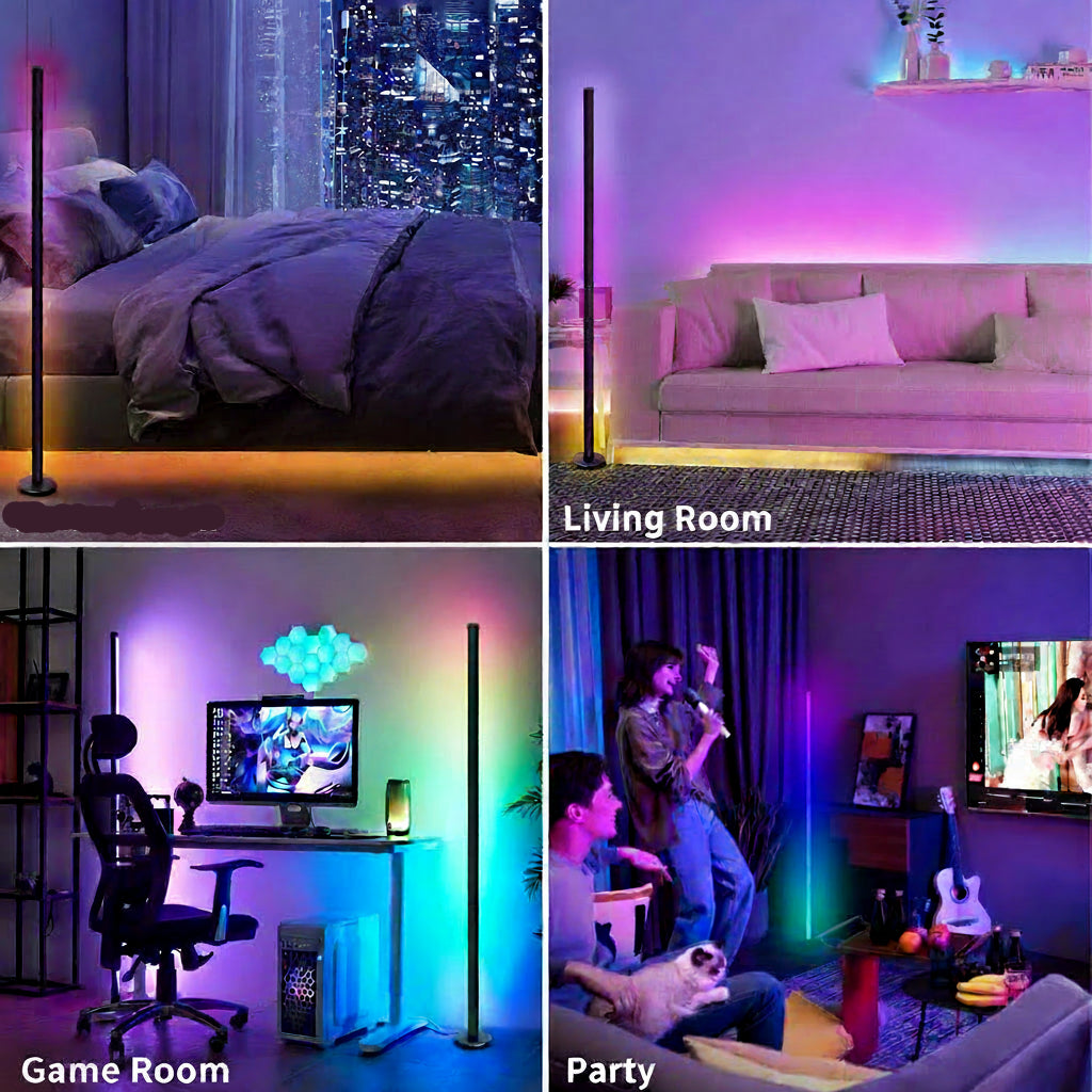 Wellwerks LED Floor Lamp 10W Dimmable RGB Remote Control App Black