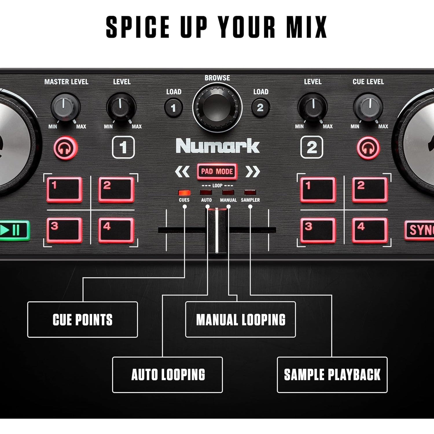 Numark DJ2GO2 Touch Compact Portable DJ Controller with Serato Lite