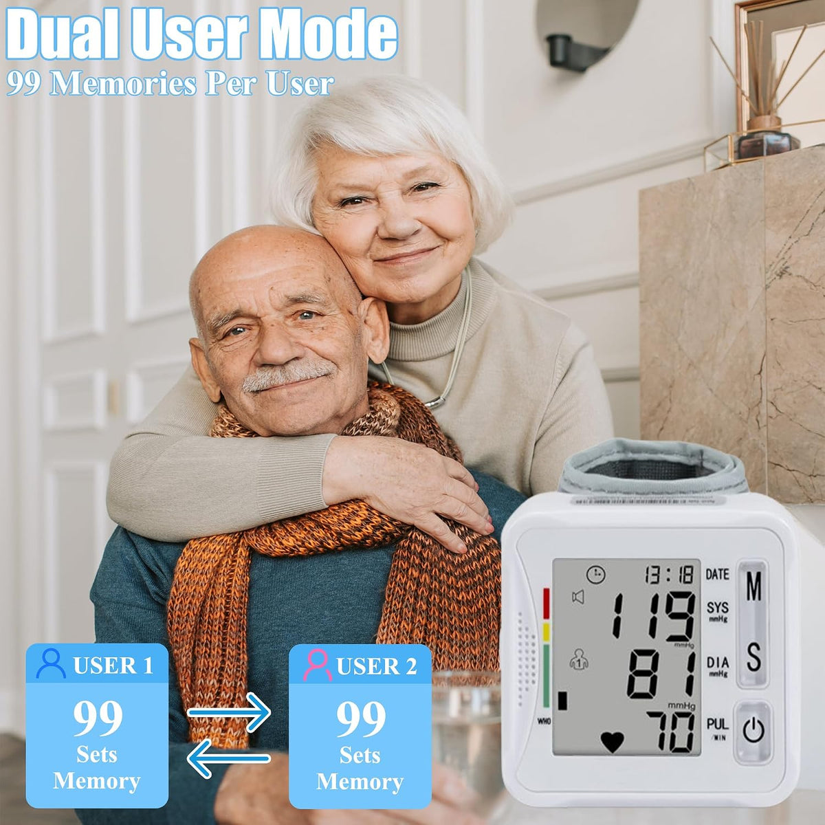 TOPBOMED Wrist Blood Pressure Monitor with Carrying Case