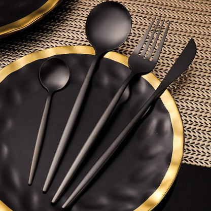 Sanli Matte Black 60-Piece Cutlery Set for 12 People