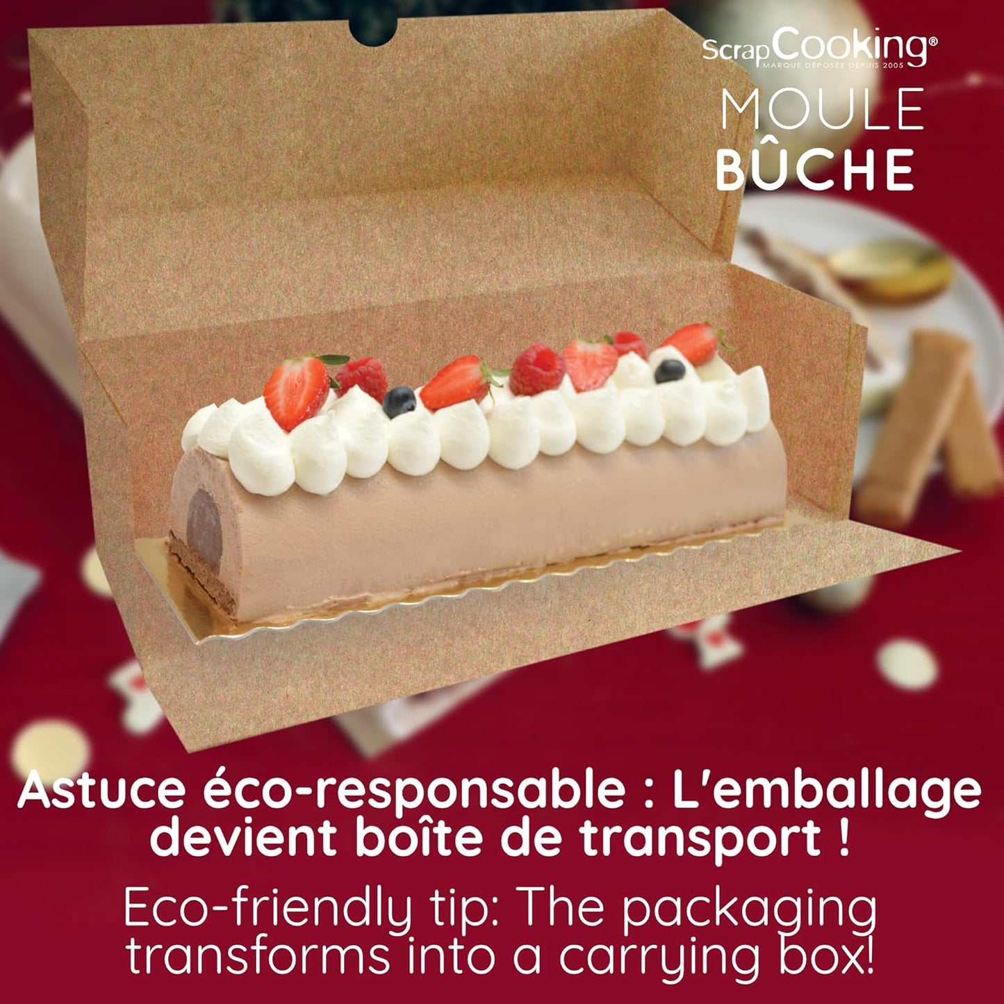 ScrapCooking 1921 PVC Log Mould – White, 13 x 4.5 x 2.5 in Reusable Baking Pan