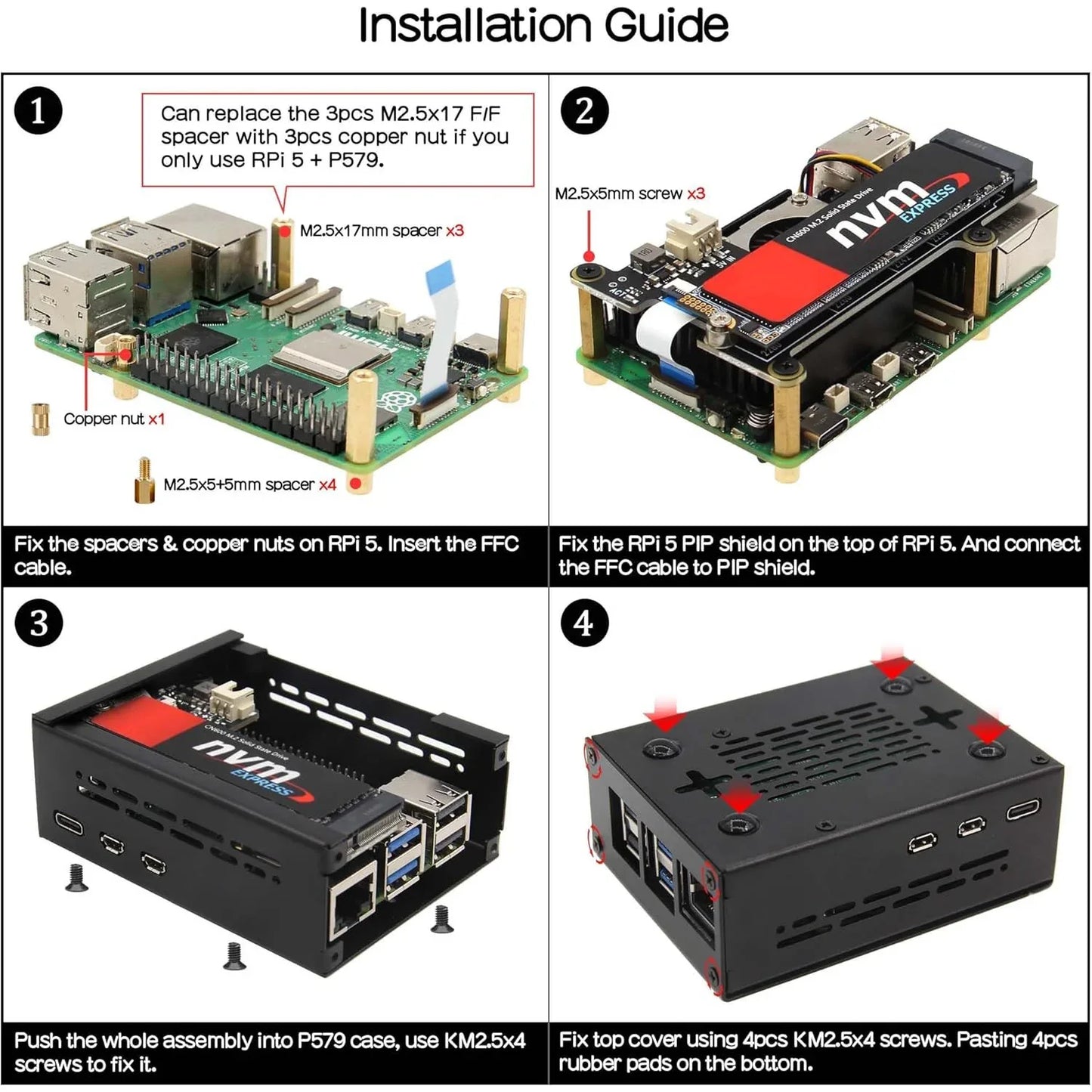 Geekworm P579 Metal Raspberry Pi 5 Case with M.2 Support - Gomix Brands Outlet
