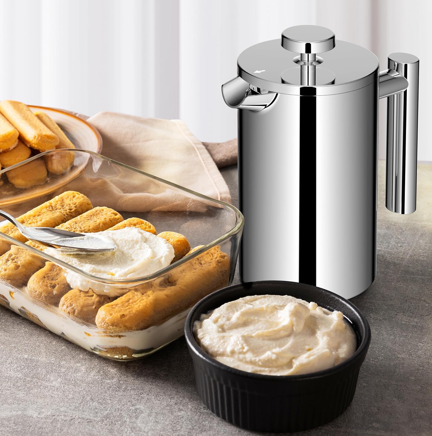 Meelio 600ml Double-Wall Insulated Stainless Steel French Press Coffee Maker
