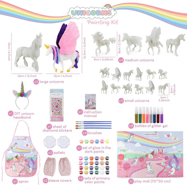 BONNYCO Unicorn Painting Craft Set with Glow-in-the-Dark Colors