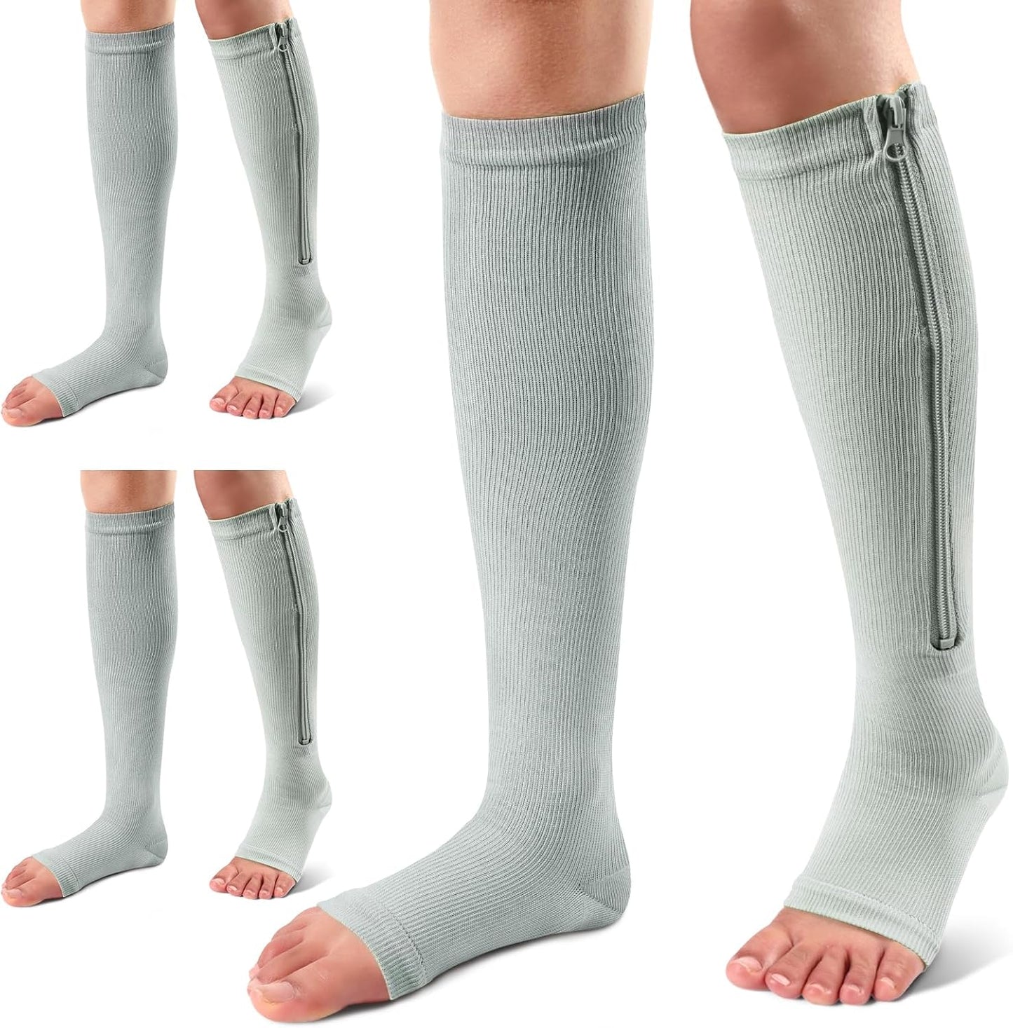 Ailaka AI-UW-022 Unisex Zipper Compression Socks 15-20 mmHg 3 Pairs