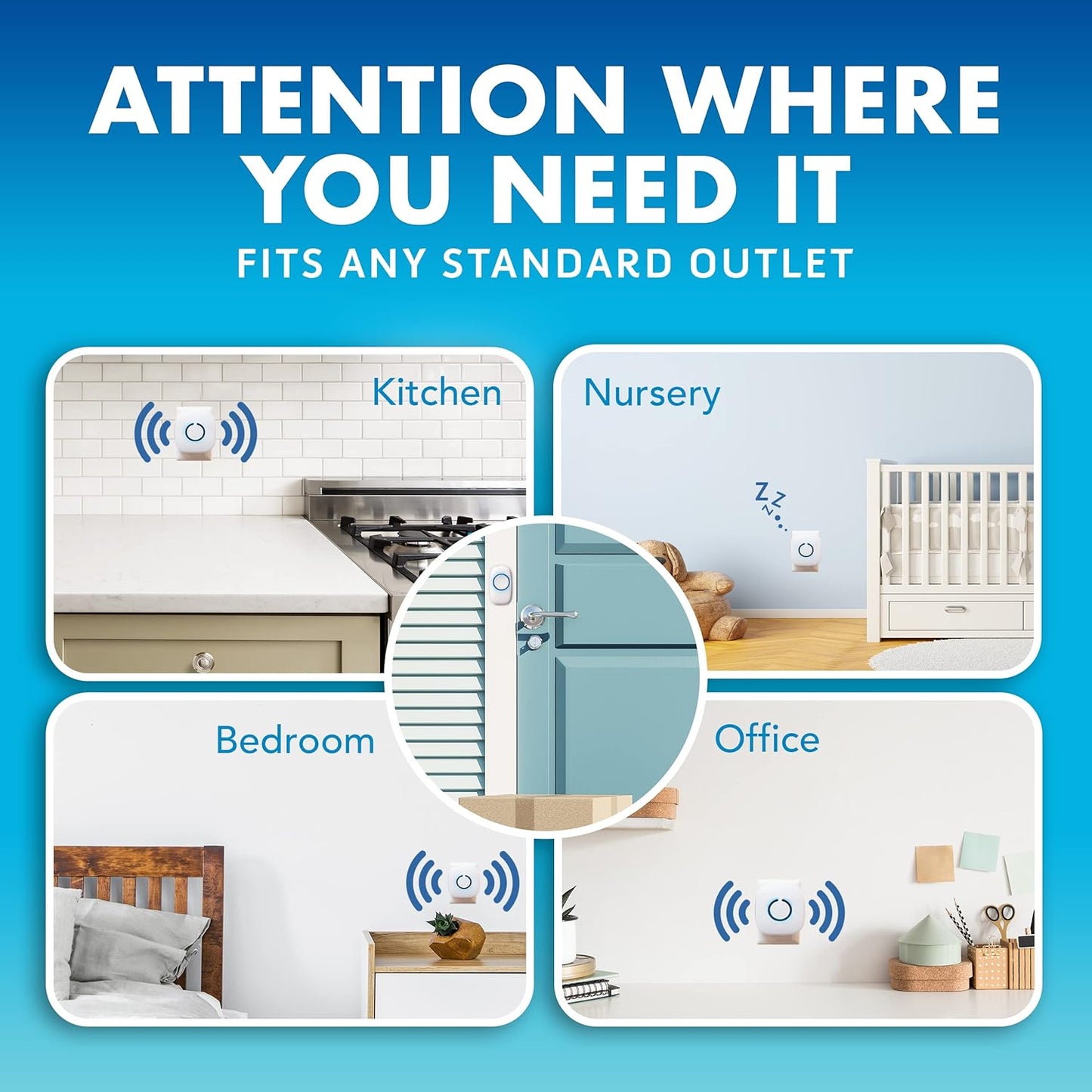 SadoTech Wireless Doorbell: 1 Button, 2 Chimes, Easy Install, Long Range, White