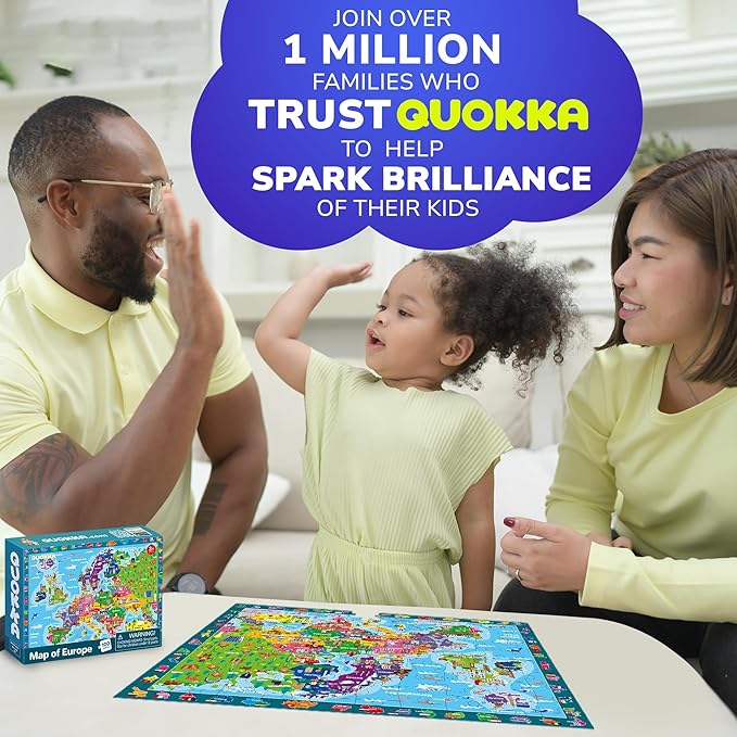 QUOKKA 100-Piece Educational Floor Puzzle x3 – World, Europe, Space
