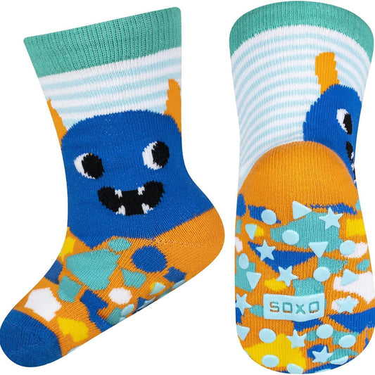 Soxo Kids Anti‑Slip Socks 3‑Pair Pack Cute Animal Designs