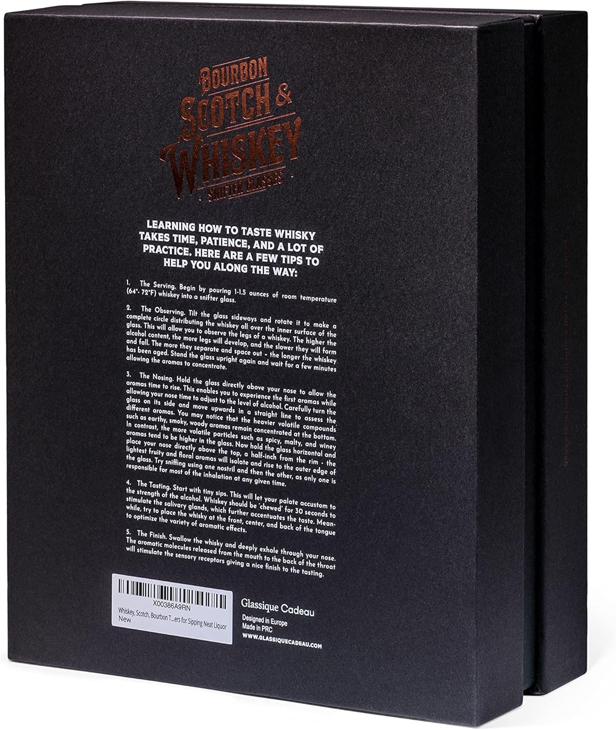 Professional Stemless 3.5oz Tulip Whiskey Tasting Glass Set of 6