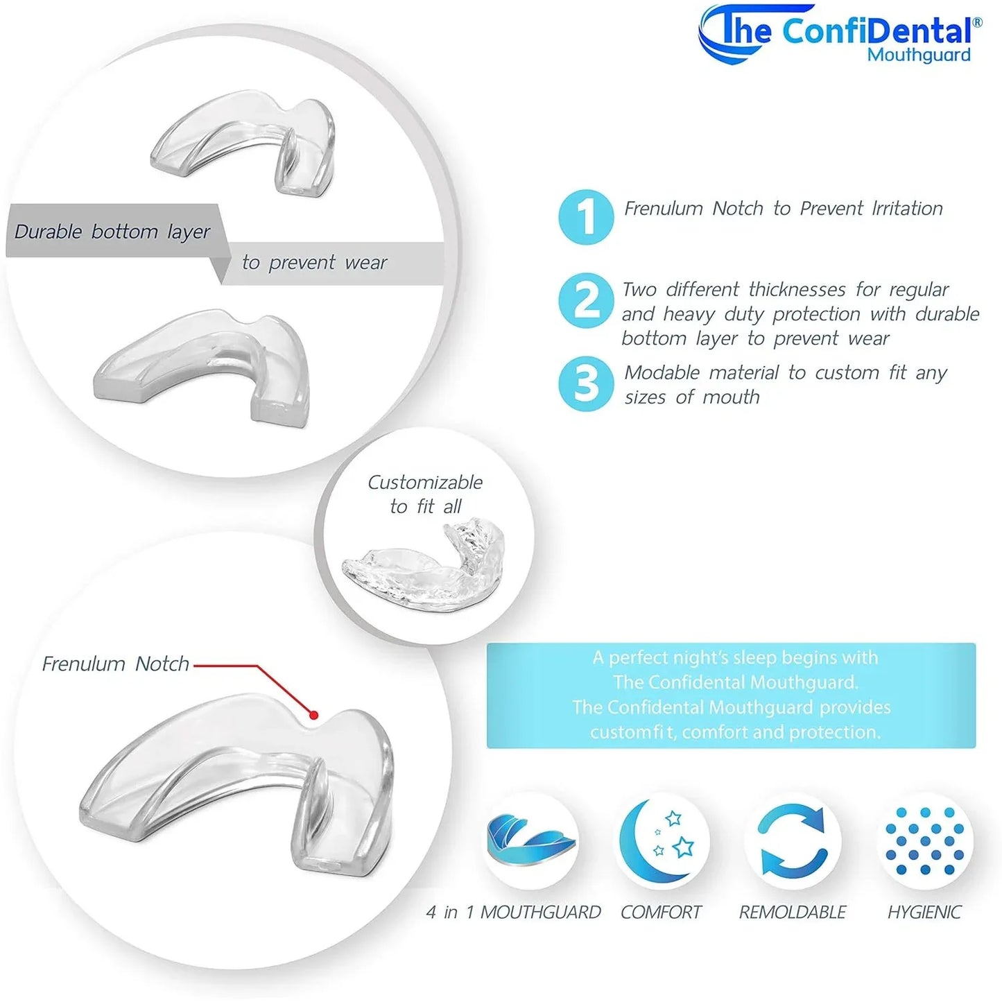 ConfiDental Moldable Night Guard – 3‑Model Pack, BPA‑Free, Blue - Gomix Brands Outlet