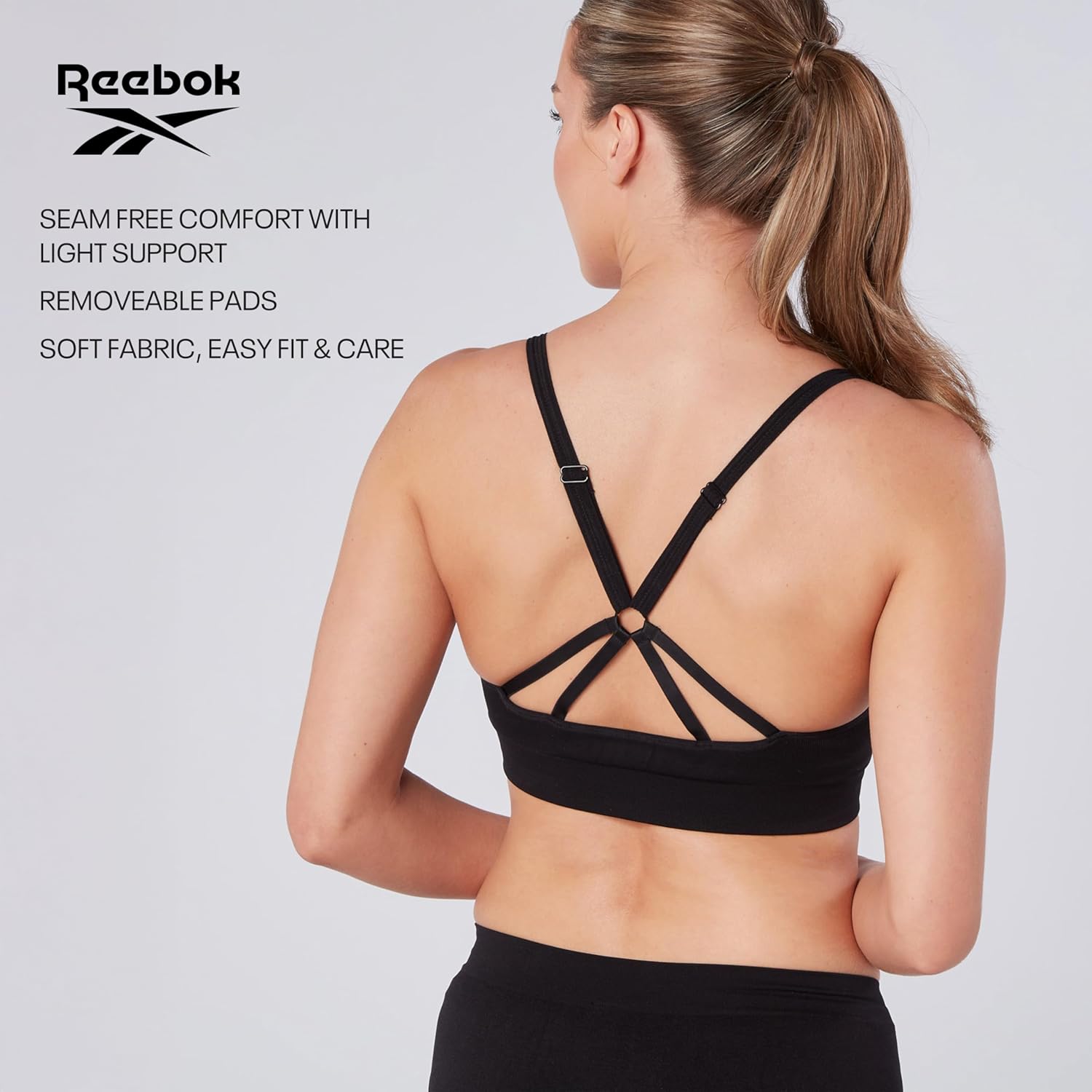 Reebok Women's Seamless Sports Bra with Halter Neck High Support