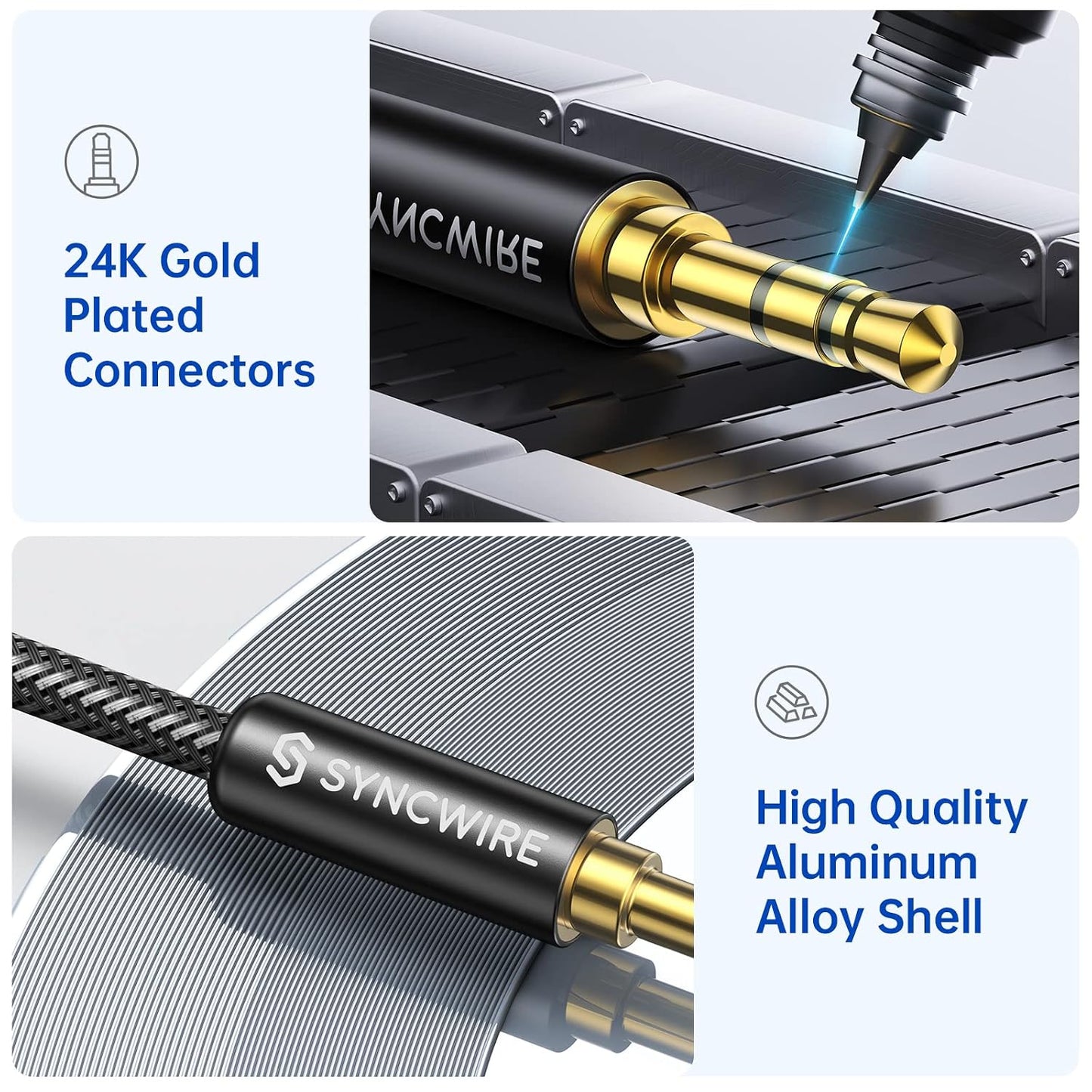 Syncwire SW-SC023 3.5mm Male to Male Nylon Braided Aux Cable