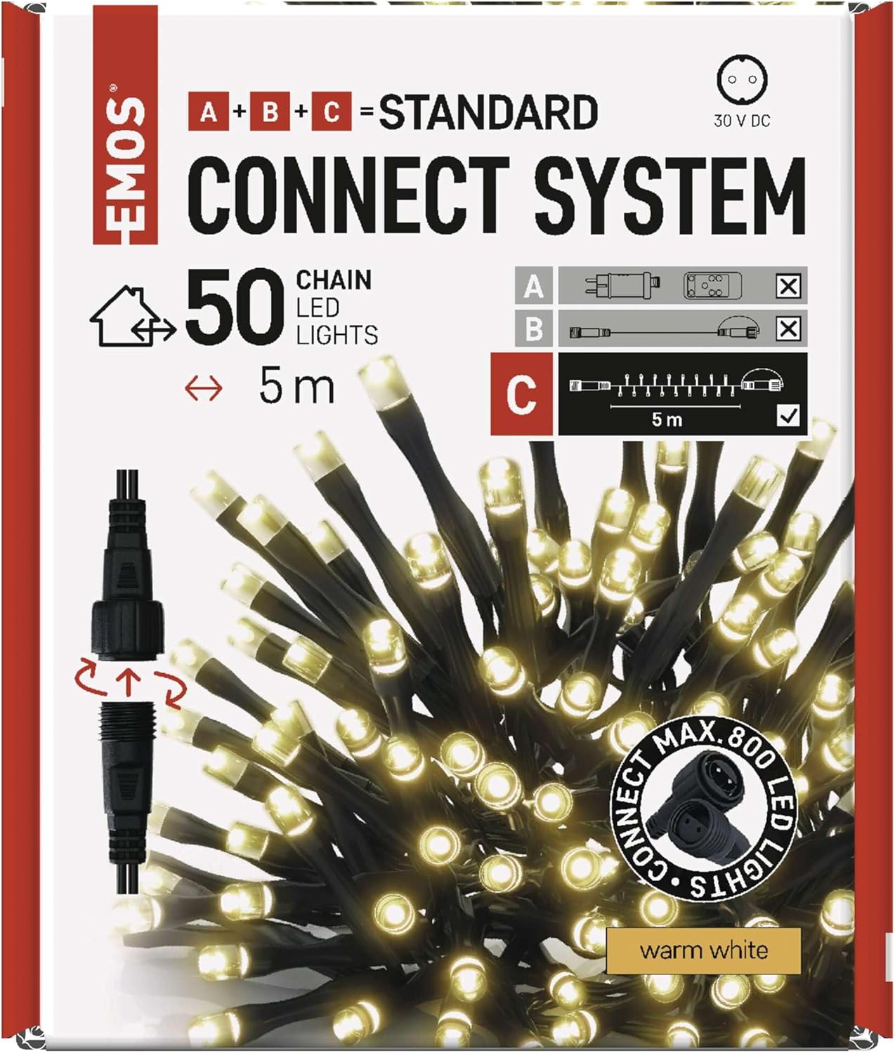 EMOS Connect System 16.4 ft 50 LED Warm White Fairy Lights Extension