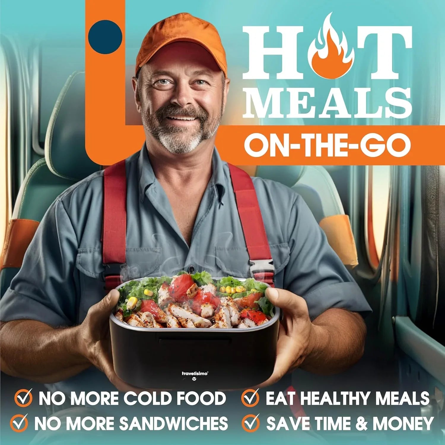 TRAVELISIMO Neon Heated Lunch Box 1.5L Portable Food Warmer - Gomix Brands Outlet