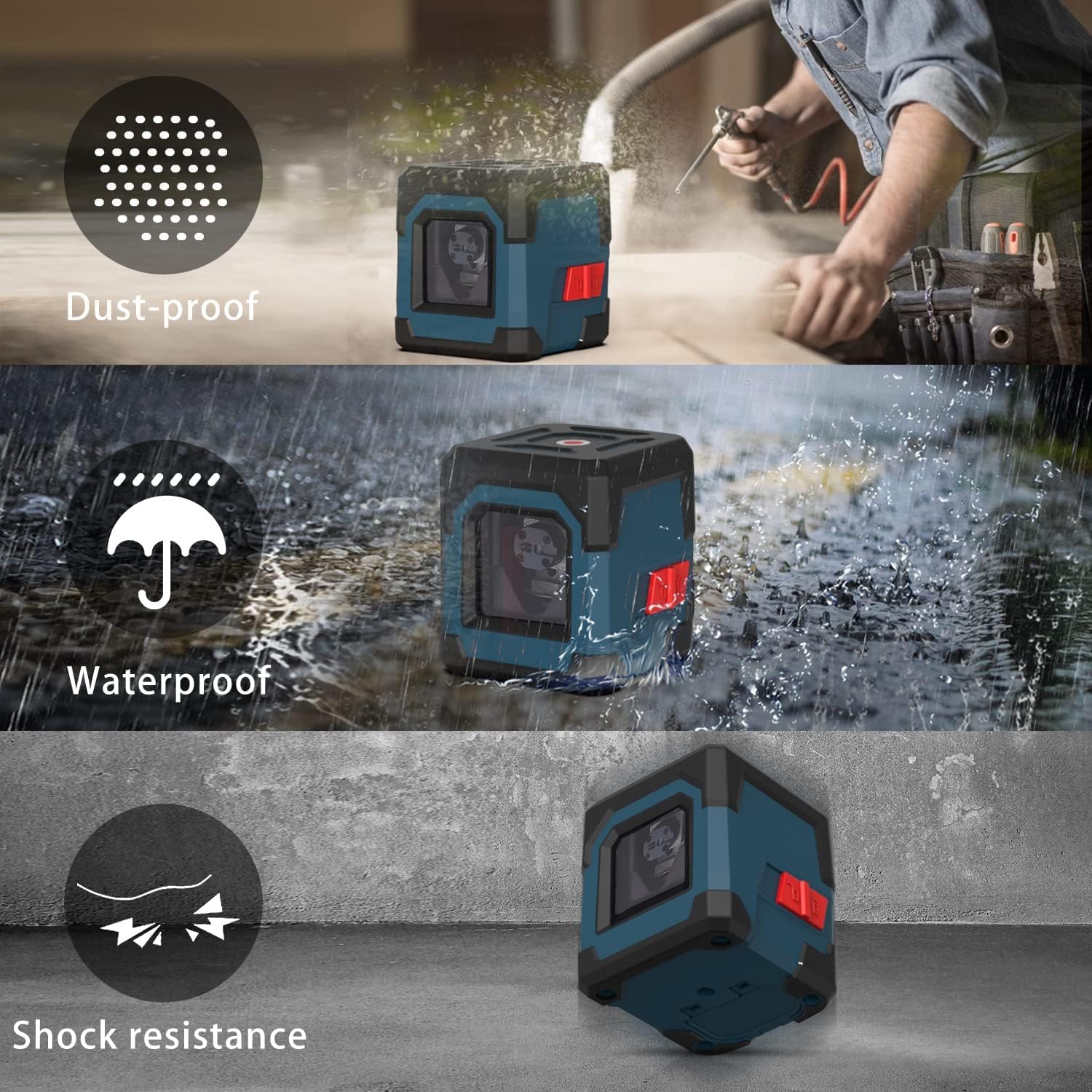 RockSeed Green Laser Level: 360° Rotating Cross Line, Self-Leveling, IP54