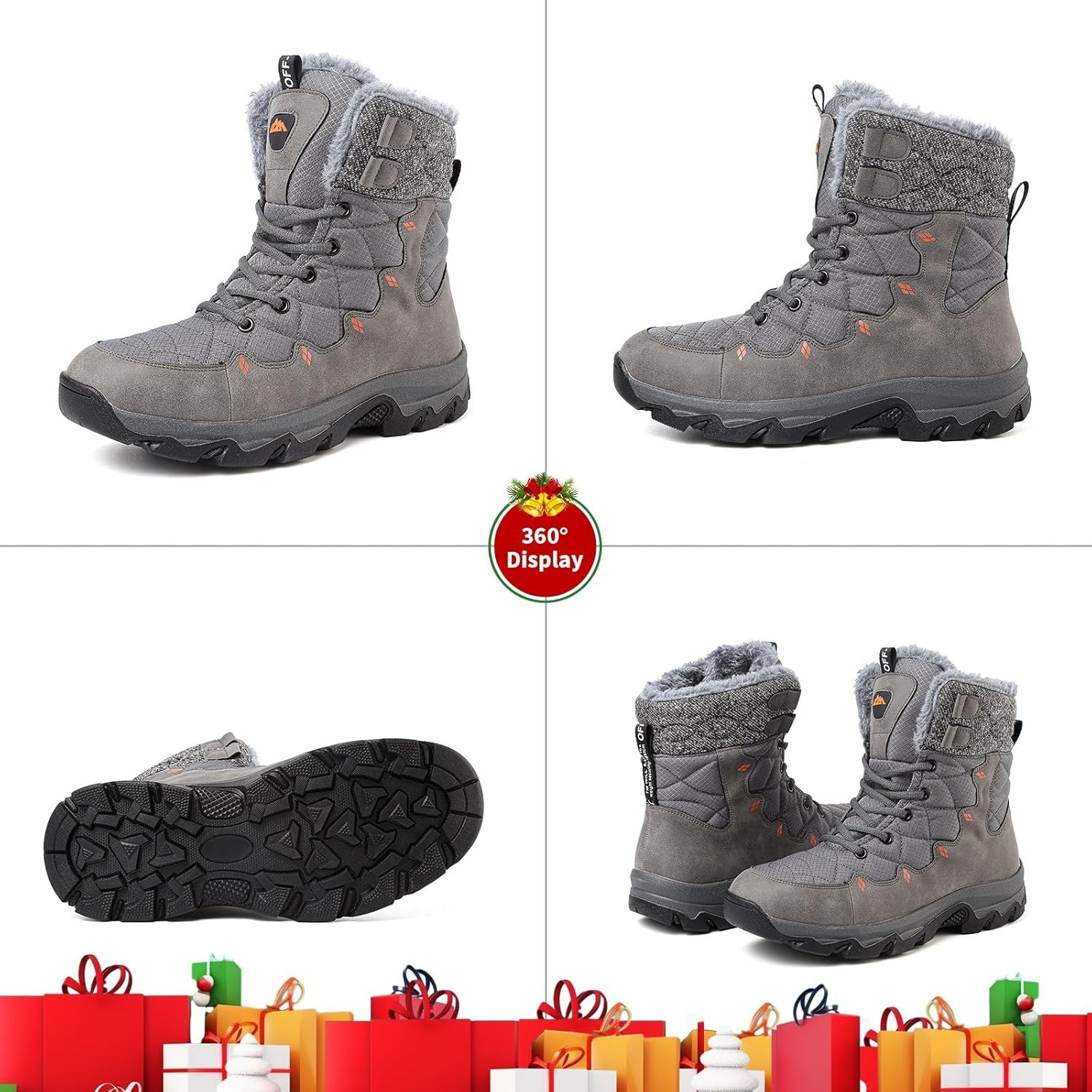 Men's Waterproof Snow Boots with Fur Lining and Anti‑Slip Grip