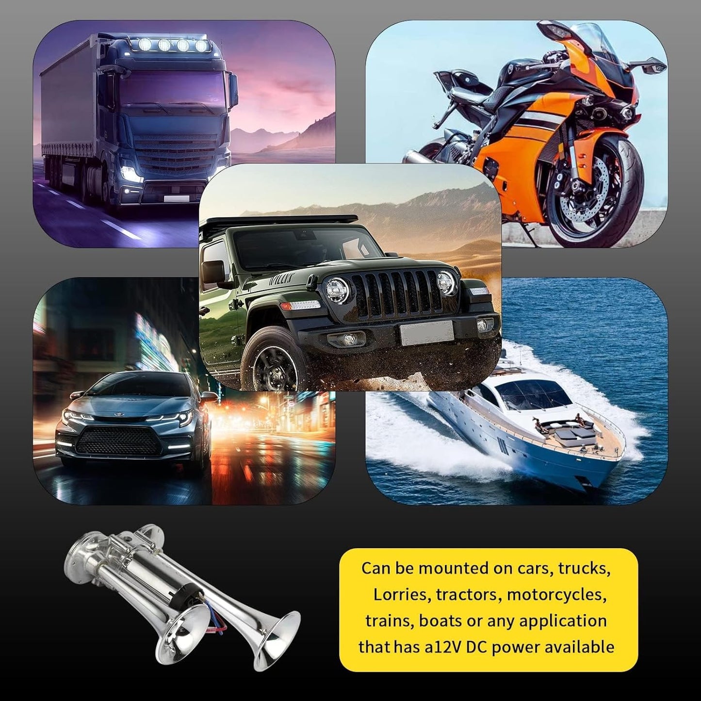 600DB Super Loud Dual Electric Train Horn for Trucks